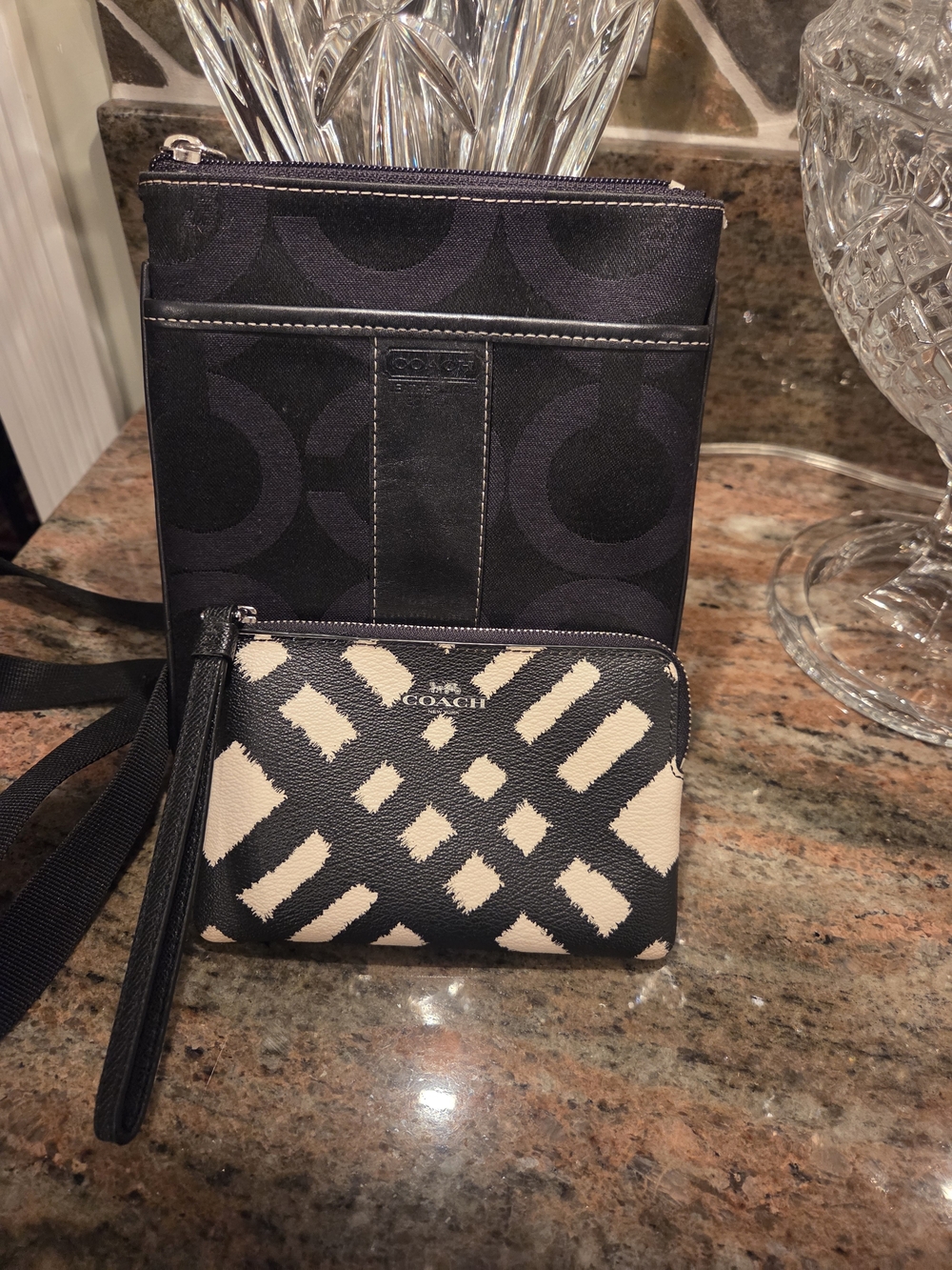 Coach Black Crossbody Bag with Black & Cream Wristlet